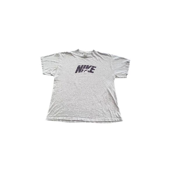 Vintage Nike Gray Solid Graphic Print Spellout Casual Y2k Tee size L - Picture 1 of 7